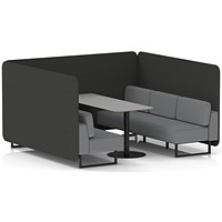 Brixworth 6 Seater Bench Booth With Table, Black Legs, Grey Table With Black Leg, Synergy Fabric, Mix Panels And Partner Sofa