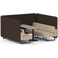 Brixworth 6 Seater Bench Booth With Table, Black Legs, Grey Table With Black Leg, Synergy Fabric, Wed Panels And Affix Sofa