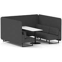 Brixworth 6 Seater Bench Booth With Table, Black Legs, White Table With Black Leg, X2 Fabric, Arithmetic Panels And Sofa
