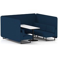 Brixworth 6 Seater Bench Booth With Table, Black Legs, White Table With Black Leg, X2 Fabric, Calculus Panels And Sofa