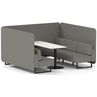 Brixworth 6 Seater Bench Booth With Table, Black Legs, White Table With Black Leg, X2 Fabric, Number Panels And Sofa