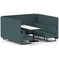 Brixworth 6 Seater Bench Booth With Table, Black Legs, White Table With Black Leg, X2 Fabric, Polygon Panels And Sofa