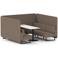 Brixworth 6 Seater Bench Booth With Table, Black Legs, White Table With Black Leg, X2 Fabric, Theory Panels And Sofa