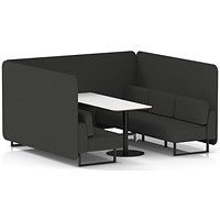 Brixworth 6 Seater Bench Booth With Table, Black Legs, White Table With Black Leg, Synergy Fabric, Mix Panels And Sofa