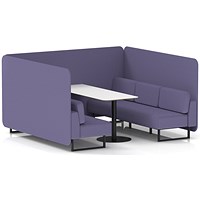 Brixworth 6 Seater Bench Booth With Table, Black Legs, White Table With Black Leg, Synergy Fabric, Order Panels And Sofa