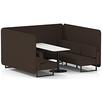 Brixworth 6 Seater Bench Booth With Table, Black Legs, White Table With Black Leg, Synergy Fabric, Wed Panels And Sofa
