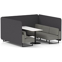 Brixworth 6 Seater Bench Booth With Table, Black Legs, White Table With Black Leg, X2 Fabric, Arithmetic Panels And Number Sofa