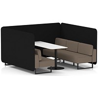 Brixworth 6 Seater Bench Booth With Table, Black Legs, White Table With Black Leg, X2 Fabric, Diameter Panels And Theory Sofa