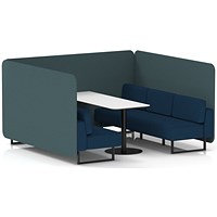 Brixworth 6 Seater Bench Booth With Table, Black Legs, White Table With Black Leg, X2 Fabric, Polygon Panels And Calculus Sofa