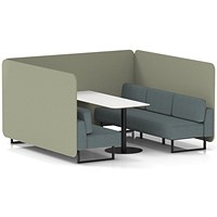 Brixworth 6 Seater Bench Booth With Table, Black Legs, White Table With Black Leg, Main Line Flax Fabric, Newbury Panels And Westminster Sofa