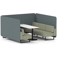 Brixworth 6 Seater Bench Booth With Table, Black Legs, White Table With Black Leg, Main Line Flax Fabric, Westminster Panels And Newbury Sofa