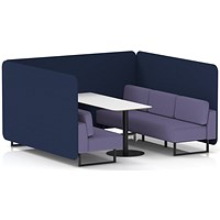 Brixworth 6 Seater Bench Booth With Table, Black Legs, White Table With Black Leg, Synergy Fabric, Alike Panels And Order Sofa