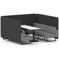 Brixworth 6 Seater Bench Booth With Table, Black Legs, White Table With Black Leg, Synergy Fabric, Mix Panels And Partner Sofa