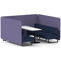 Brixworth 6 Seater Bench Booth With Table, Black Legs, White Table With Black Leg, Synergy Fabric, Order Panels And Alike Sofa