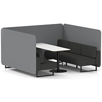 Brixworth 6 Seater Bench Booth With Table, Black Legs, White Table With Black Leg, Synergy Fabric, Partner Panels And Mix Sofa