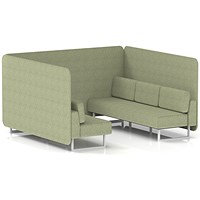 Brixworth 6 Seater Bench Booth, White Legs, Rivet Fabric, Burnish Panels And Sofa