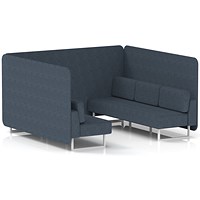 Brixworth 6 Seater Bench Booth, White Legs, Rivet Fabric, Crucible Panels And Sofa