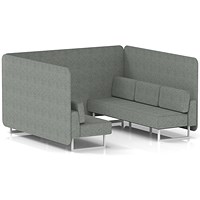 Brixworth 6 Seater Bench Booth, White Legs, Rivet Fabric, Prime Panels And Sofa