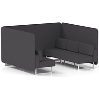 Brixworth 6 Seater Bench Booth, White Legs, X2 Fabric, Arithmetic Panels And Sofa