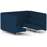 Brixworth 6 Seater Bench Booth, White Legs, X2 Fabric, Calculus Panels And Sofa