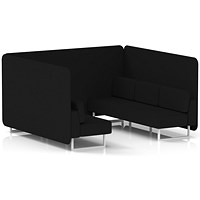 Brixworth 6 Seater Bench Booth, White Legs, X2 Fabric, Diameter Panels And Sofa