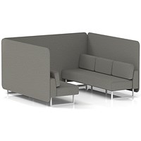 Brixworth 6 Seater Bench Booth, White Legs, X2 Fabric, Number Panels And Sofa