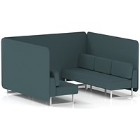 Brixworth 6 Seater Bench Booth, White Legs, X2 Fabric, Polygon Panels And Sofa
