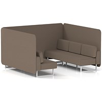 Brixworth 6 Seater Bench Booth, White Legs, X2 Fabric, Theory Panels And Sofa