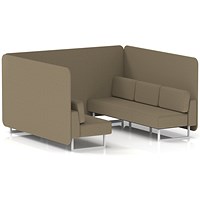Brixworth 6 Seater Bench Booth, White Legs, Main Line Flax Fabric, Bank Panels And Sofa
