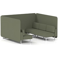 Brixworth 6 Seater Bench Booth, White Legs, Main Line Flax Fabric, Monument Panels And Sofa