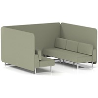 Brixworth 6 Seater Bench Booth, White Legs, Main Line Flax Fabric, Newbury Panels And Sofa