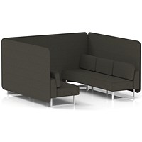 Brixworth 6 Seater Bench Booth, White Legs, Main Line Flax Fabric, Temple Panels And Sofa
