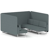 Brixworth 6 Seater Bench Booth, White Legs, Main Line Flax Fabric, Westminster Panels And Sofa