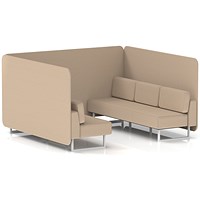 Brixworth 6 Seater Bench Booth, White Legs, Synergy Fabric, Affix Panels And Sofa