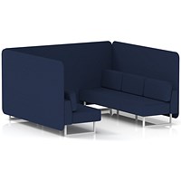 Brixworth 6 Seater Bench Booth, White Legs, Synergy Fabric, Alike Panels And Sofa