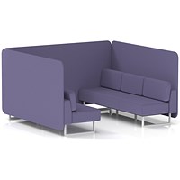 Brixworth 6 Seater Bench Booth, White Legs, Synergy Fabric, Order Panels And Sofa