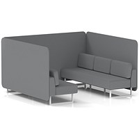 Brixworth 6 Seater Bench Booth, White Legs, Synergy Fabric, Partner Panels And Sofa