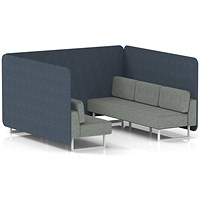 Brixworth 6 Seater Bench Booth, White Legs, Rivet Fabric, Crucible Panels And Prime Sofa