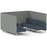 Brixworth 6 Seater Bench Booth, White Legs, Rivet Fabric, Prime Panels And Crucible Sofa