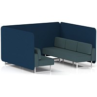 Brixworth 6 Seater Bench Booth, White Legs, X2 Fabric, Calculus Panels And Polygon Sofa