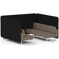 Brixworth 6 Seater Bench Booth, White Legs, X2 Fabric, Diameter Panels And Theory Sofa
