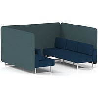Brixworth 6 Seater Bench Booth, White Legs, X2 Fabric, Polygon Panels And Calculus Sofa