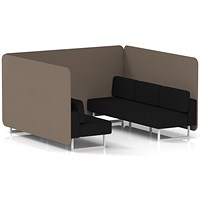 Brixworth 6 Seater Bench Booth, White Legs, X2 Fabric, Theory Panels And Diameter Sofa