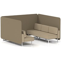 Brixworth 6 Seater Bench Booth, White Legs, Main Line Flax Fabric, Bank Panels And Upminster Sofa