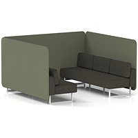 Brixworth 6 Seater Bench Booth, White Legs, Main Line Flax Fabric, Monument Panels And Temple Sofa