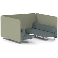 Brixworth 6 Seater Bench Booth, White Legs, Main Line Flax Fabric, Newbury Panels And Westminster Sofa