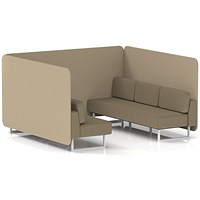 Brixworth 6 Seater Bench Booth, White Legs, Main Line Flax Fabric, Upminster Panels And Bank Sofa