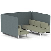 Brixworth 6 Seater Bench Booth, White Legs, Main Line Flax Fabric, Westminster Panels And Newbury Sofa