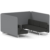 Brixworth 6 Seater Bench Booth, White Legs, Synergy Fabric, Partner Panels And Mix Sofa