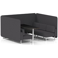 Brixworth 6 Seater Bench Booth With Table, White Legs, Black Table With White Leg, X2 Fabric, Arithmetic Panels And Sofa